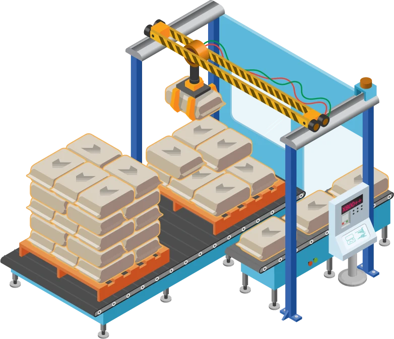 Paletizador automático de sacos: ilustración